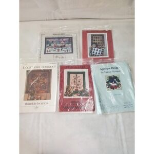quilt pattern lot Of 5 vintage Christmas & Log Cabin NEW In Bags